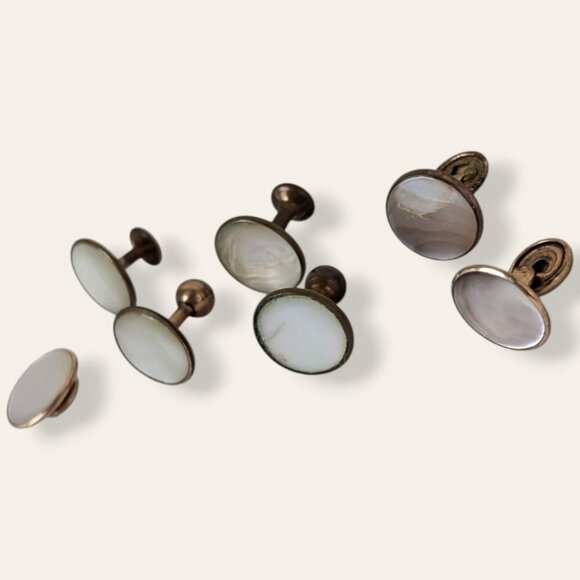 Antique Lot of 7 Single Mother of Pearl Cufflinks - Picture 3 of 15